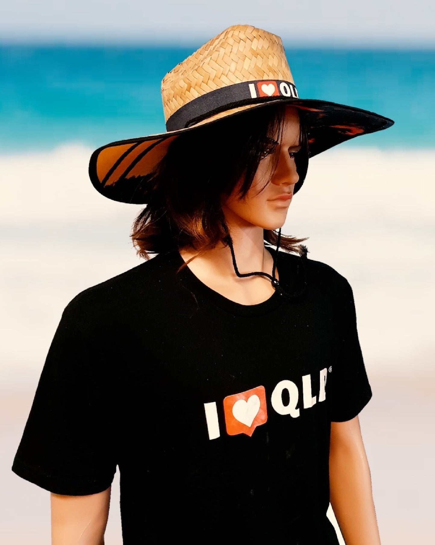 I Love Qld Straw Beach Hat
